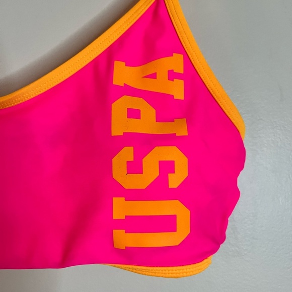 U.S. Polo Assn. Neon Pink & Orange Sports Bra Bikini Top XL - Picture 16 of 16
